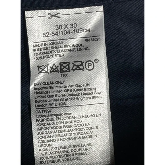 Banana Republic Marzotto Performance Wool Tapered Fit Dress Pants 38x30 Navy NEW - Picture 6 of 13